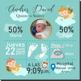 Cuadro Infantil, Datos Bebé Nacimiento, Personalizado. 