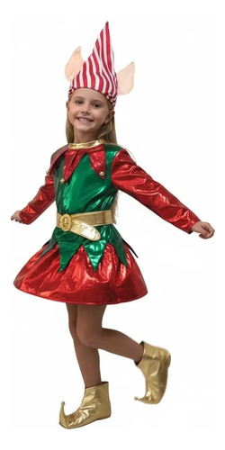 Disfraz De Ayudante De Santa Duende Para Niña Dubetina