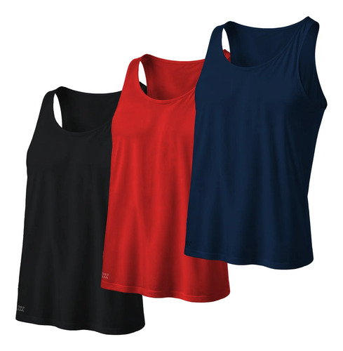 Paq 3 Camisetas Tank S/mangas Casuales Lisas Clásico