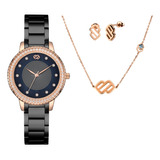 Set De Reloj Collar Y Aretes Enso Para Mujer Moda Elegante