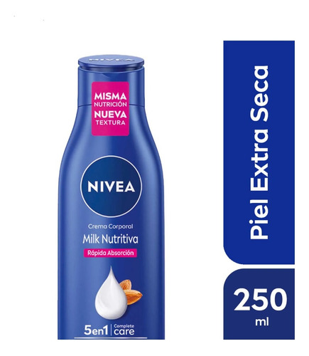 Crema Corporal Nivea Milk Nutritiva 5 En 1 X 250 Ml 