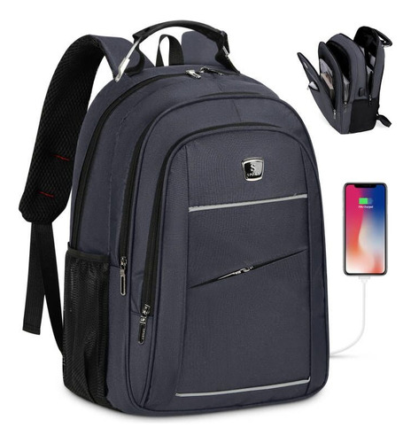 Mochila Para Portátil De 15.6 Pulgadas De Negocios Urbana Mochila Impermeable De Viaje Deportiva Hombre De Gran Capacidad Con Puerto De Carga Usb