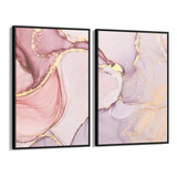 Conjunto Duo Quadros Abstrato Rosé Com 2 Telas Canvas 60x90
