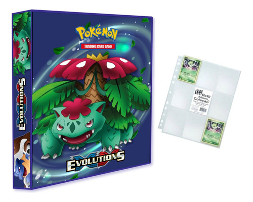 Álbum Pasta Fichário Pokemon + 10 Folhas Xy - Evoluções