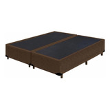 Base Box Casal Bipartido Blindado Suede Marrom