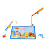 Juego Para Pescar De Madera Imantado Con 2 Cañas Tooky Toys