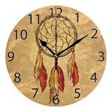 Alaza Indain - Reloj De Pared Redondo Con Atrapasueños Étnic