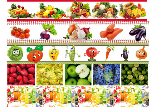 Faixa Decorativa Varejão, Frutas, Legumes, 8mtsx16cm