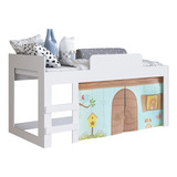 Cama Infantil Com Protetor E Cortina 90 Alegria Branco