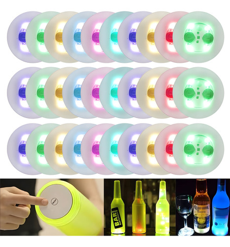 30 Pegatinas Para Botellas Posavasos Luces Taza Tapete Led