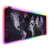 Mouse Pad Gamer Borda Led Rgb Grande 80x30cm Mapa Mundi