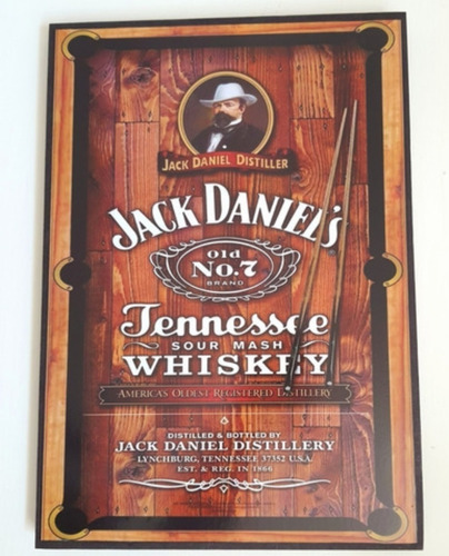 Jack Daniel´s Billar Vintage Cuadro Cartel Bar Cantina X354