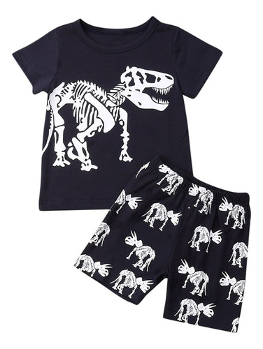 Conjunto De Pijama Con Estampado De Dinosaurios Para Niños,
