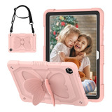 Funda Para Galaxy Tab A9 Plus X210 Correa Mariposa Rosa Oro