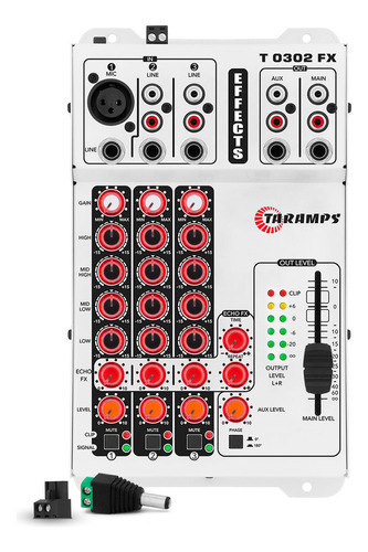 Mesa De Som Taramps T0302 Fx Led Vermelha Rca E P10 T 0302