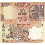 Grr-billete De India 10 Rupees 1996-2016/ Gandhi