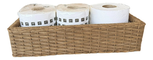 Cesta Para Papel Higienico De Mimbre Natural Para 3 Rollos