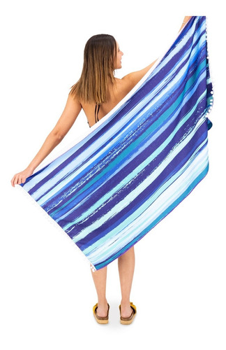 Toalla De Microfibra Para Playa, Print De Rayas Invigorate.