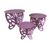 Trio Boleira Borboleta Mdf Cru Pmg Decoração Festa Roxa