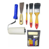 Kit Set Para Pintar 1 Bandeja 3 Brochas 1 Rodillo 1 Espatula