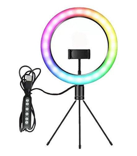 Ring Light Iluminador Rgb 6 Polegadas Tripé De Mesa 16cm 