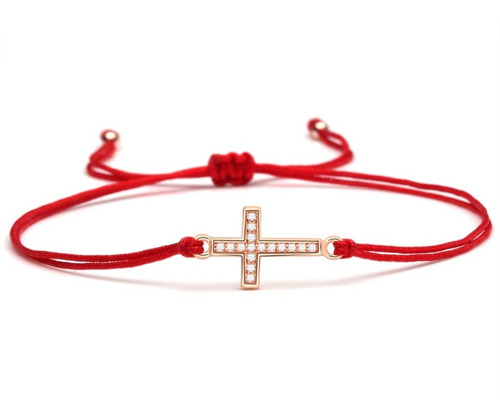 Hermosa Pulsera Hilo Rojo Con Cruz 