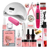 Kit Unhas Gel Cabine Lixadeira Alongamento Completo Extensão