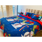 Cubrelecho Doble Faz Navideño Cama Doble 