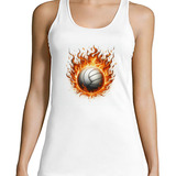 Musculosa Mujer Pelota Voley Llamas Fuego Deporte M4