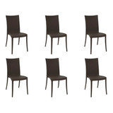 Conjunto 6 Cadeiras Laura Ratan Marrom Tramontina