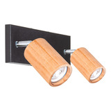 Aplique Pared 2 Luces Cilindro Madera Direccionable Led Gu10