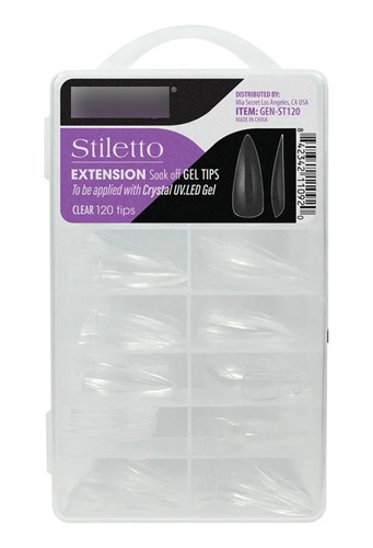 Tips Soft Gel Stiletto Transparente Mia Secret 120 Unidades