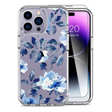 Funda Luhouri Para iPhone 14 Pro Shockpr Blue Flower