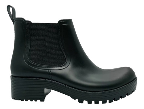  Bota Corta Negro Impermeable Goma Para Lluvia Mujer