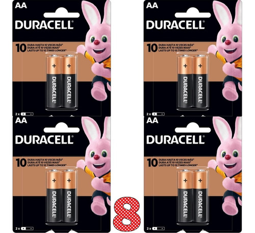 4x Cartela C/ 2 Pilha Aa Duracell Pequena 2a - Original 