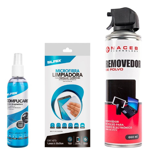 Kit Limpieza 3 Pz Aire Comprimido Microfibra Limpiador Panta