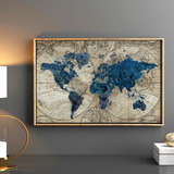 Mapa Mundial Vintage Colores 100x60 Con Marco Flotante 