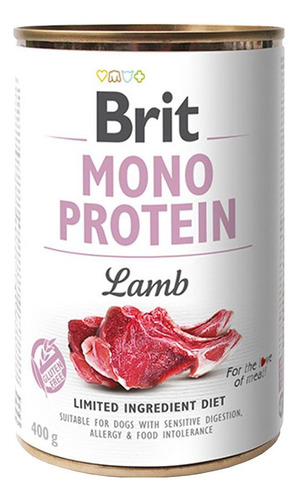 Lata Brit Care Mono Protein Cordero 400gr. 