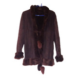 Saco Campera Piel Cuero Reversible Semi Entallado - T.m