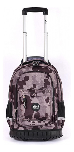 Mochila Elf Escolar C/carro Camuflada Gris 1 Division I6441b