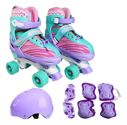 Patins 4 Rodas Roller Kit Com Proteção E Capacete