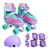 Patins 4 Rodas Roller Kit Com Proteção E Capacete