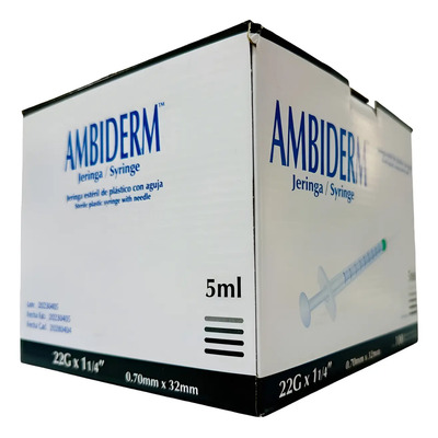 Jeringa De 5ml Negra 22gx32mm Ambiderm Caja\u002F100 Pz  | Meses sin interés