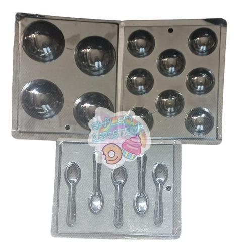 * Kit 3 Moldes Chocolate Choco Bombas Cuchara Bombon Navidad