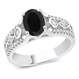 Gem Stone Anillo Plata 925 Con Onix Negro Para Mujer 81 Quil