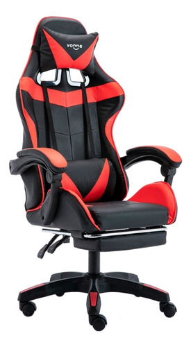 Silla De Escritorio Vonne Sv-g0 Gamer Ergonómica  Negra Y Roja Con Tapizado De Cuero Sintético