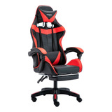 Silla De Escritorio Vonne Sv-g0 Gamer Ergonómica  Negra Y Roja Con Tapizado De Cuero Sintético