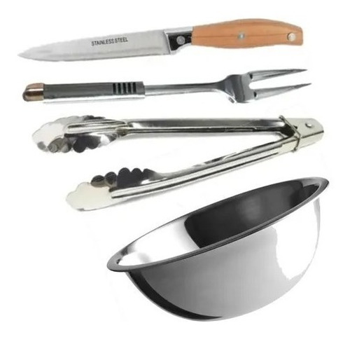 Set Asado Parrilla Kit  Asador  Parrillero + Bowl + Cuchillo