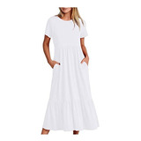 Women Summer Dresses Casual Style Short Sleeve Long Dresses