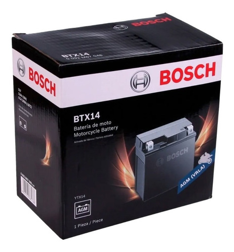 Bateria Motos Bosch Gel Agm Btx14 = Ytx14-bs 12v 12ah